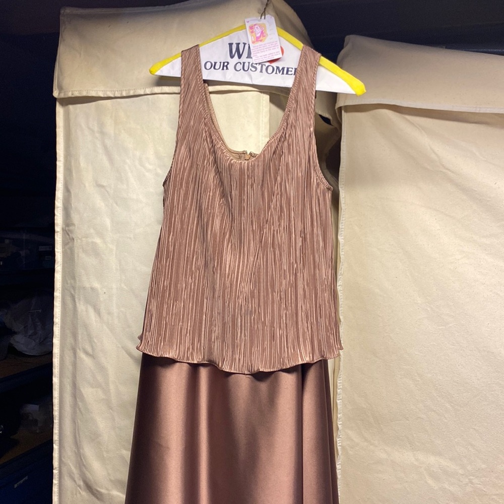 2 piece brown gown with cover up jacket